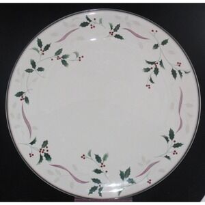Christopher Stuart Holiday Splendor Cake Round Serving‎ Plate Christmas Holly